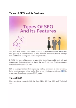 types of seo and its features
