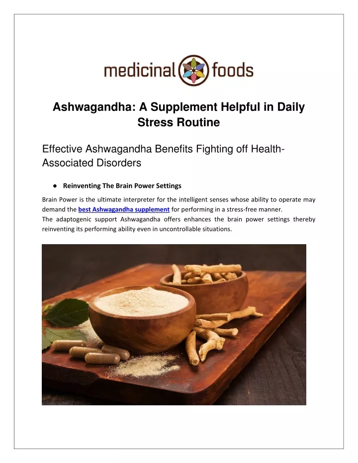 ashwagandha a supplement helpful in daily stress