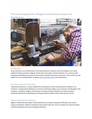 food machinery repair