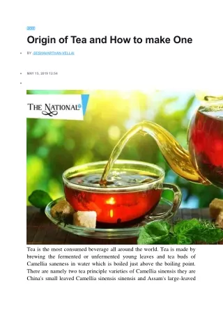 food origin of tea and how to make one