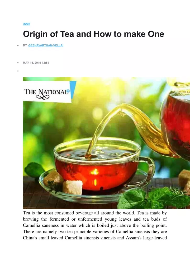 food origin of tea and how to make one