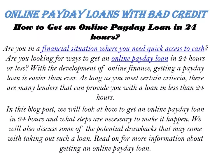 online payday loans with bad credit