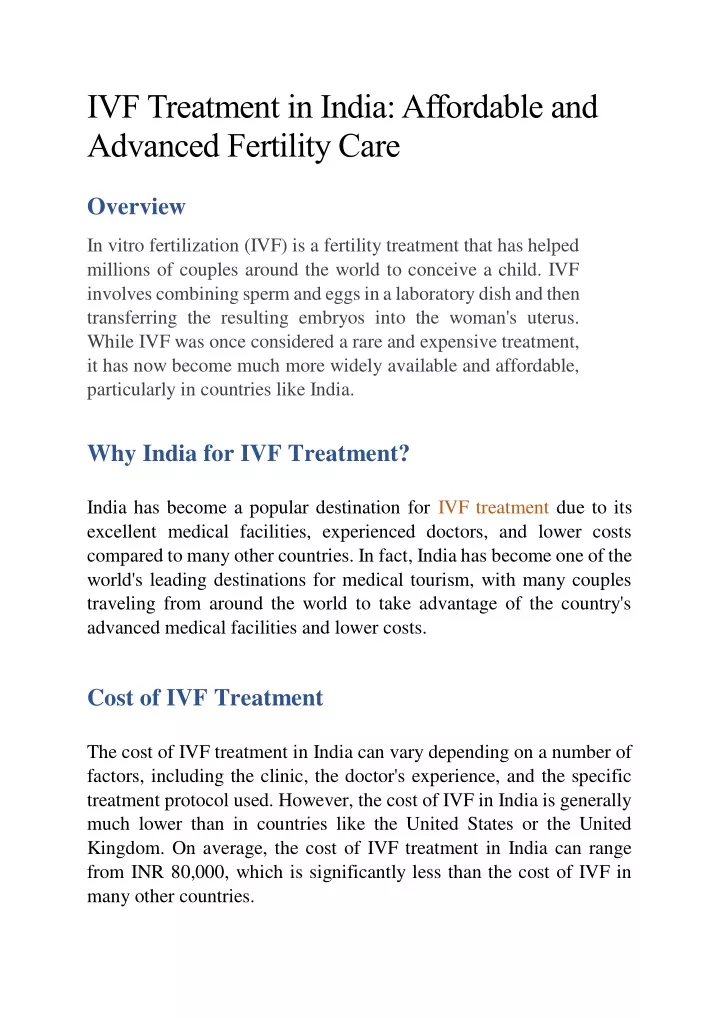 ivf treatment in india affordable and advanced