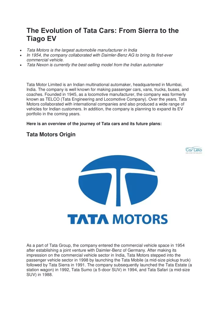 the evolution of tata cars from sierra