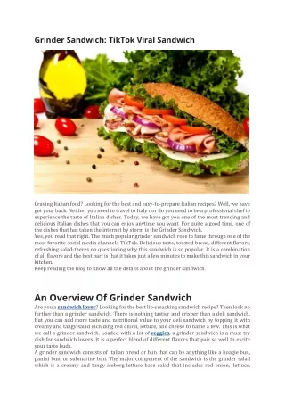 Grinder Sandwich, TikTok Viral Sandwich