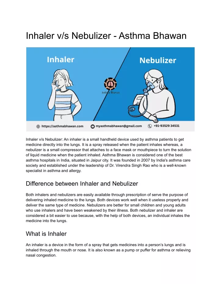 inhaler v s nebulizer asthma bhawan
