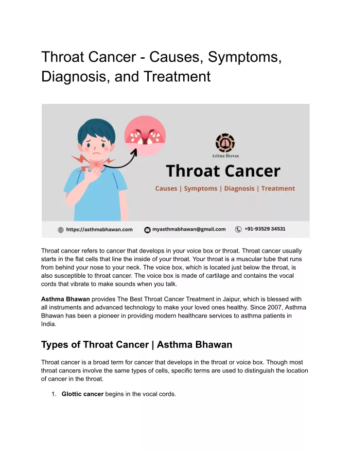 Ppt Throat Cancer Causes Symptoms Diagnosis And Treatment