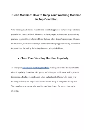 clean machine how to keep your washing machine