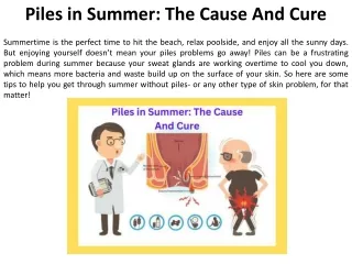 The causes and remedies for summer piles
