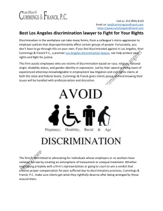 Best Los Angeles discrimination lawyer to Fight for Your Rights