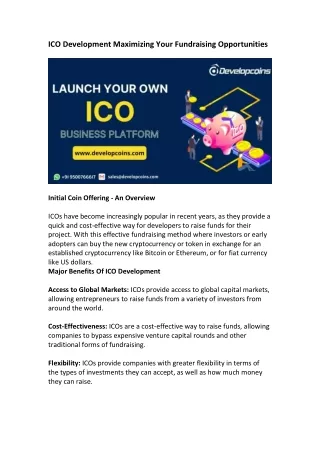ico development maximizing your fundraising