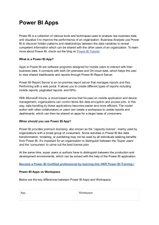 Power BI Apps