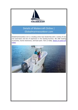 Details of Watercraft Online | Globalmarineoutdoor.com