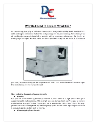 why do i need to replace my ac coil
