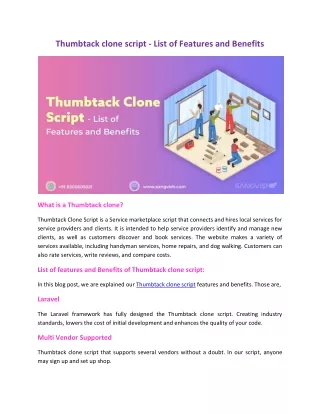 Thumbtack clone script - List of Features and Benefits