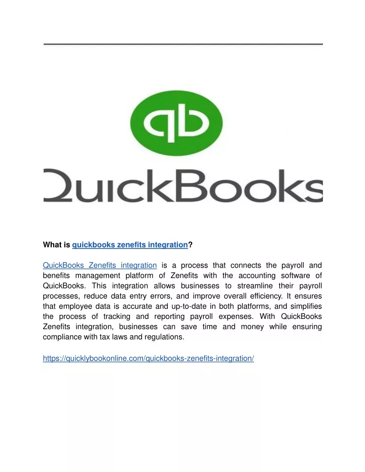 what is quickbooks zenefits integration