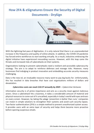 how 2fa esignatures ensure the security