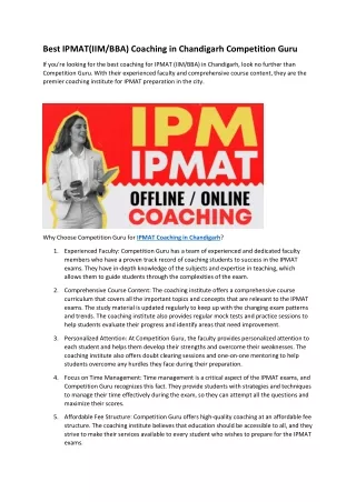 best ipmat iim bba coaching in chandigarh