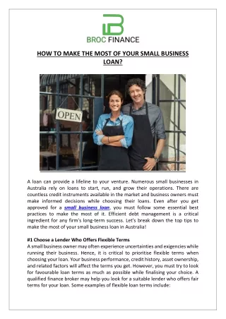 How To Make The Most Of Your Small Business Loan?
