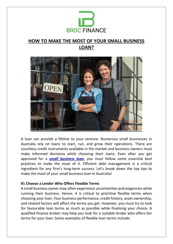 how to make the most of your small business loan