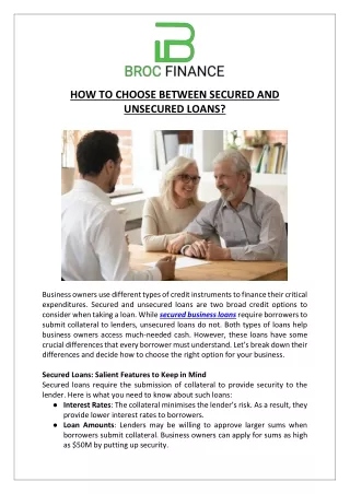 How To Choose Between Secured And Unsecured Loans?