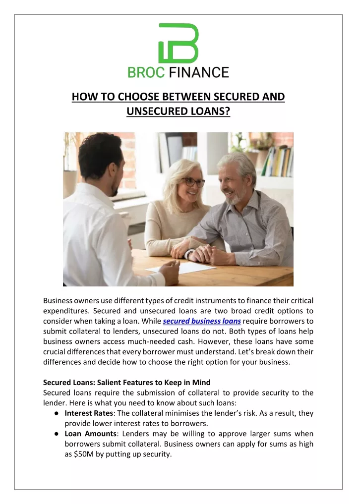 how to choose between secured and unsecured loans