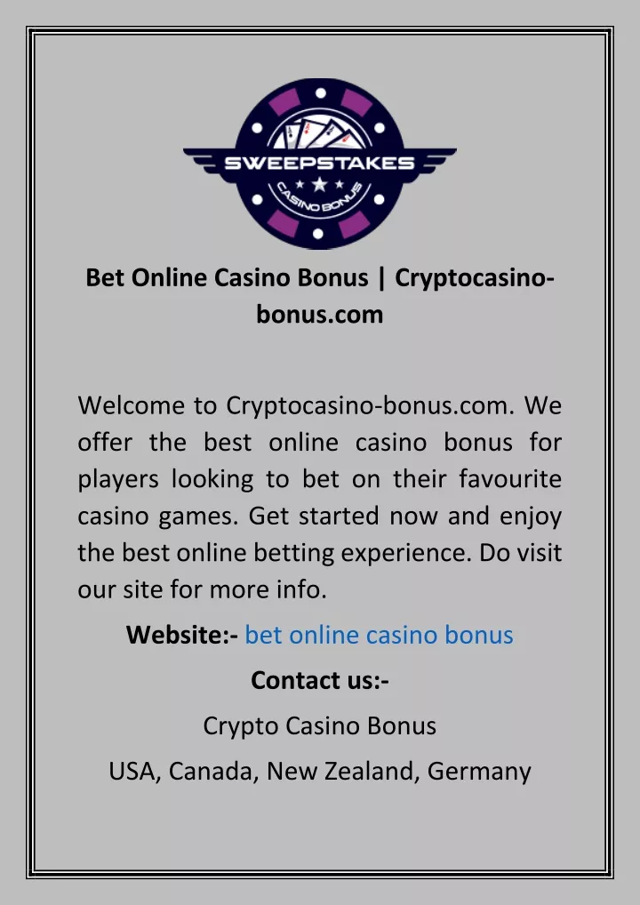 bet online casino bonus cryptocasino bonus com
