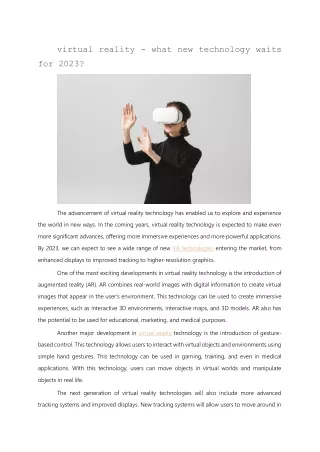 virtual reality what new technology waits
