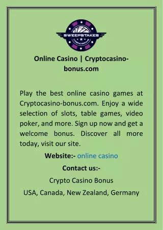 Online Casino  Cryptocasino-bonus