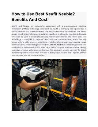 How to Use Best Neufit Neubie? Benefits And Cost