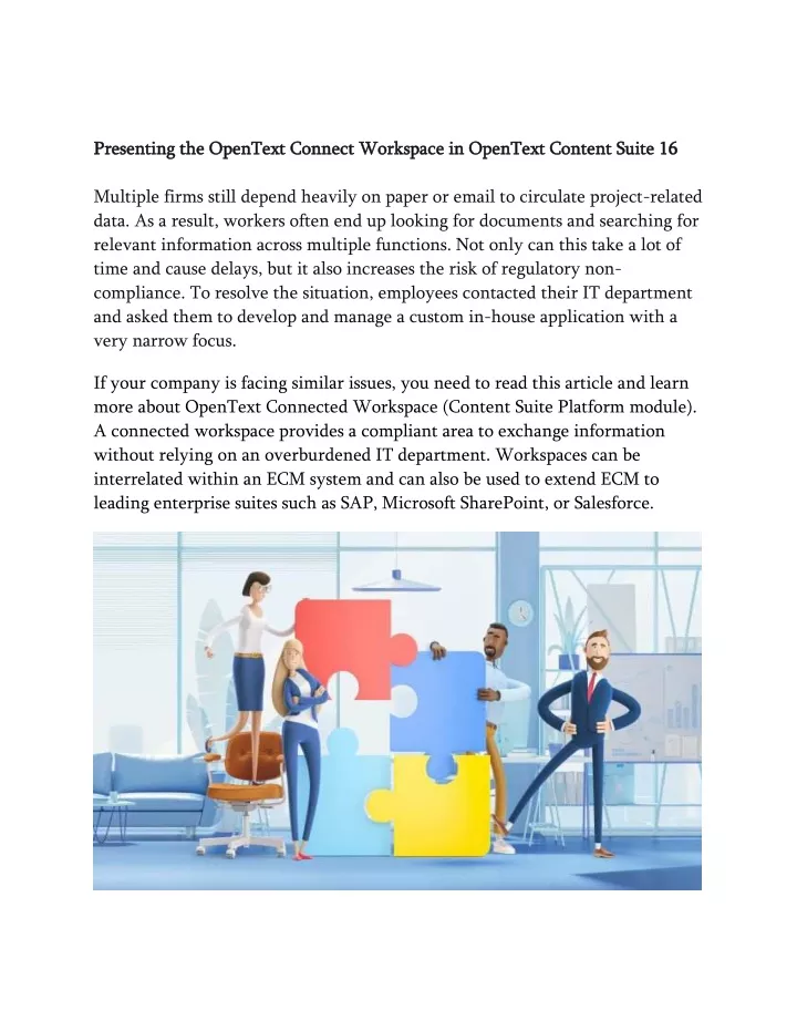 presenting the opentext connect workspace