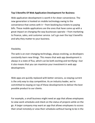 Top 5 Benefits Of Web Application Development For Business