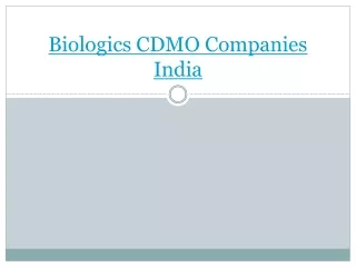 Biologics CDMO Companies India