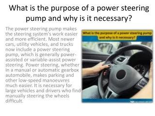 What is the purpose of a power steering