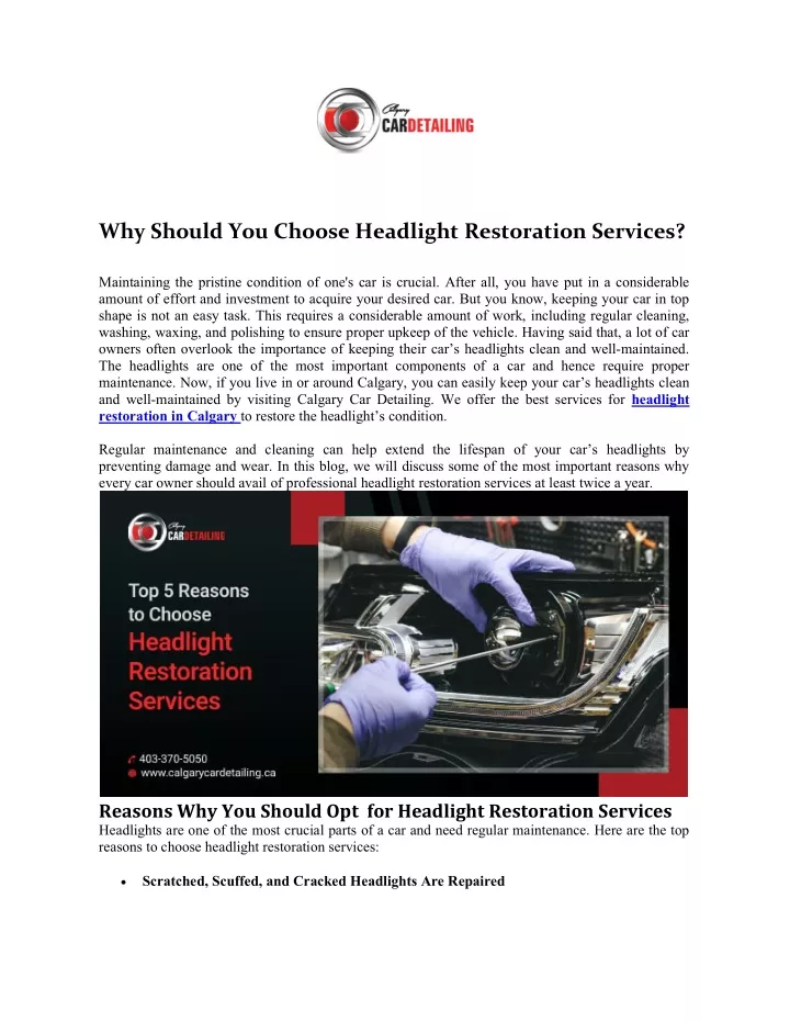 why should you choose headlight restoration