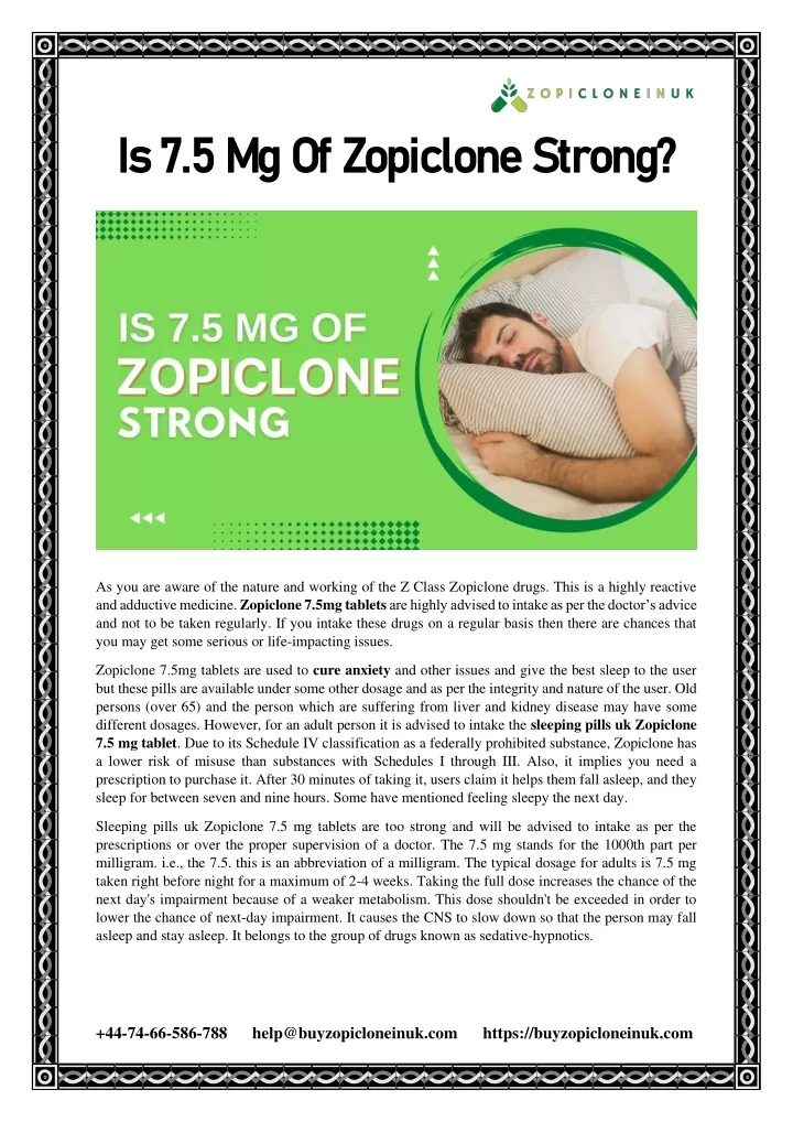 is 7 5 mg of zopiclone strong