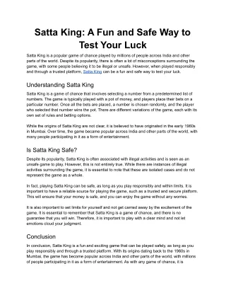 Satta King: A Fun and Safe Way to Test Your Luck (1)