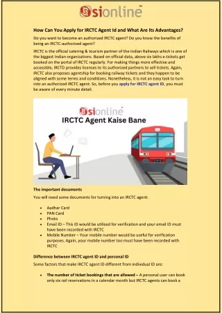 how can you apply for irctc agent id and what