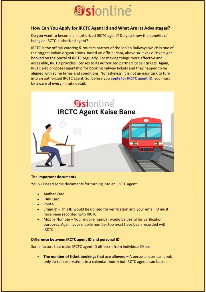 how can you apply for irctc agent id and what