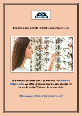 Edmonton Optometrists | Edmontonvisioncentre.com