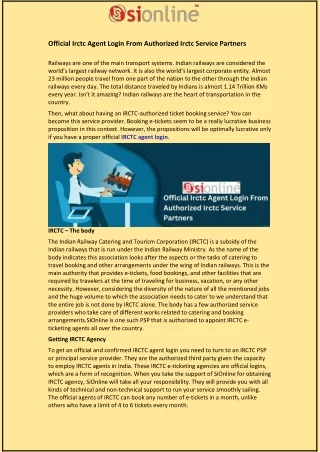 official irctc agent login from authorized irctc