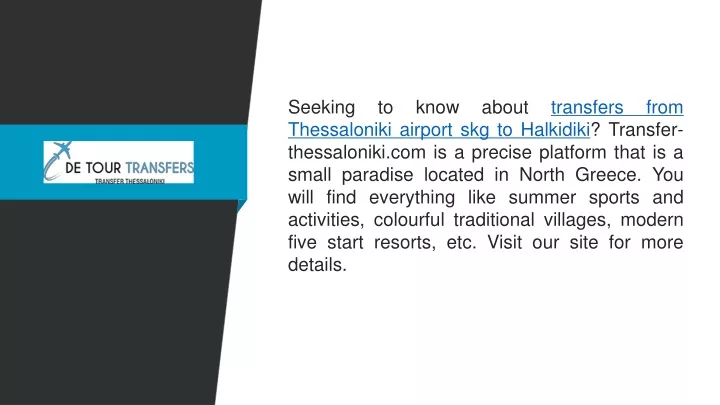 seeking to know about transfers from thessaloniki