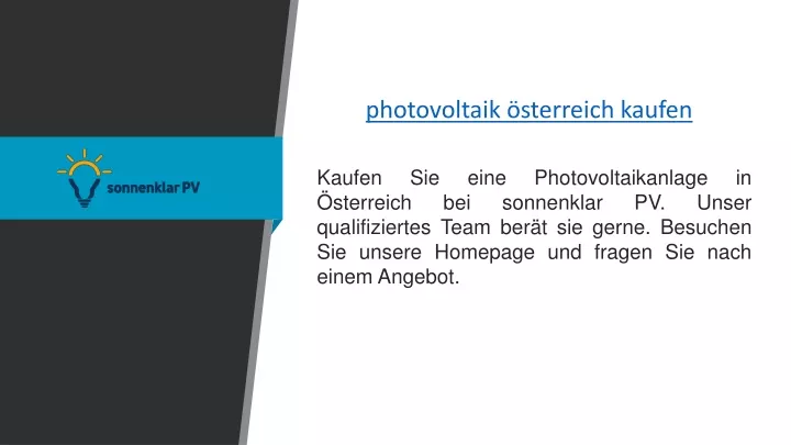 photovoltaik sterreich kaufen