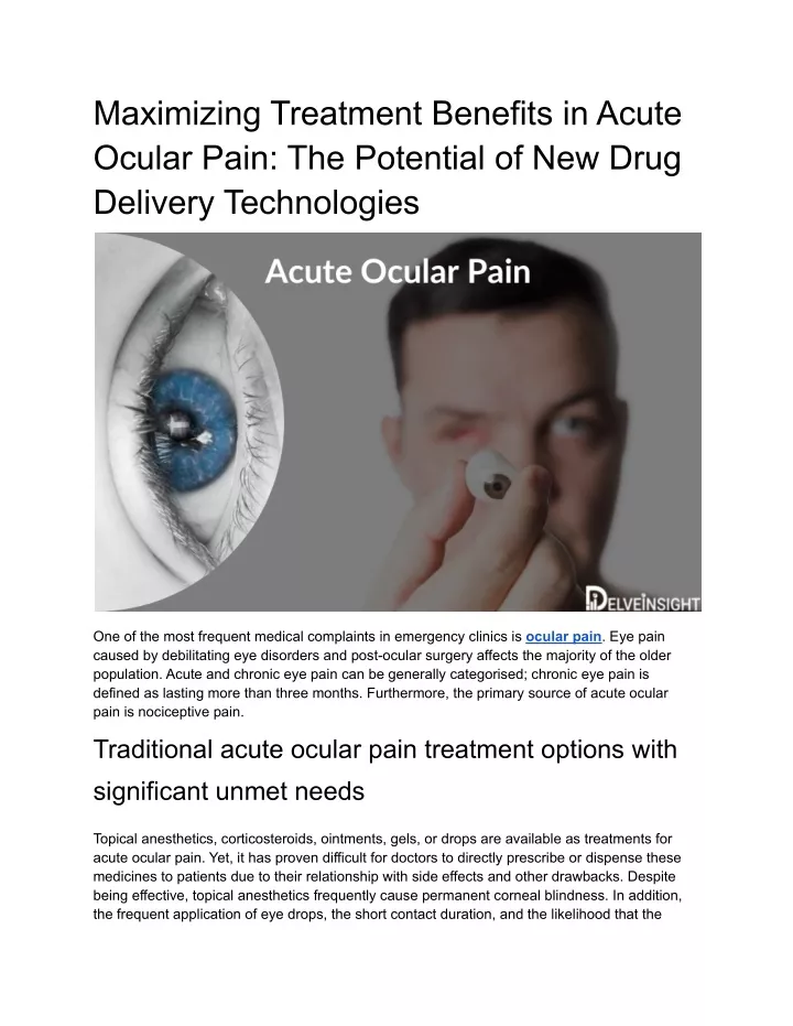 maximizing treatment benefits in acute ocular
