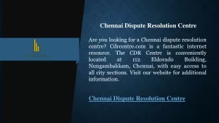 Chennai Dispute Resolution Centre  Cdrcentre.com