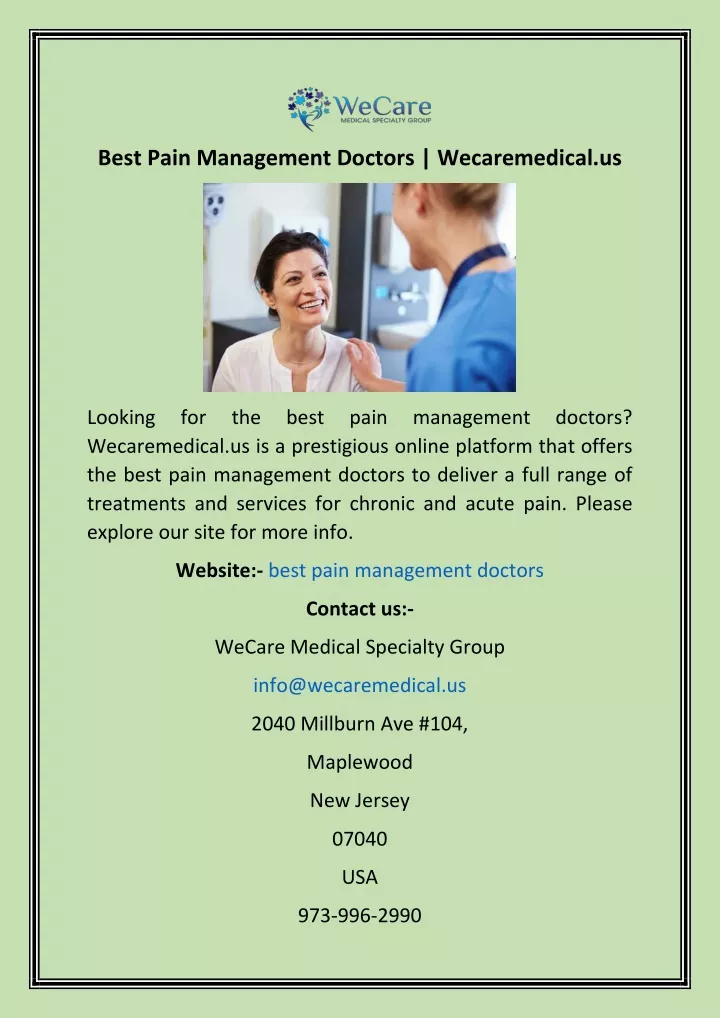 best pain management doctors wecaremedical us