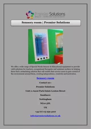 Sensory room | Premier Solutions