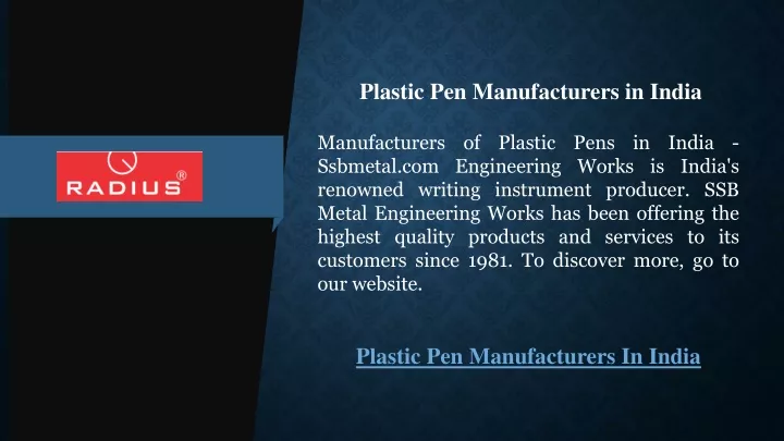 plastic pen manufacturers in india