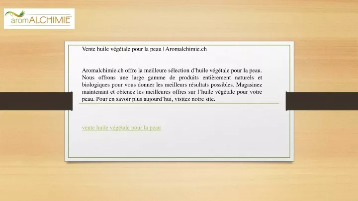 vente huile v g tale pour la peau aromalchimie