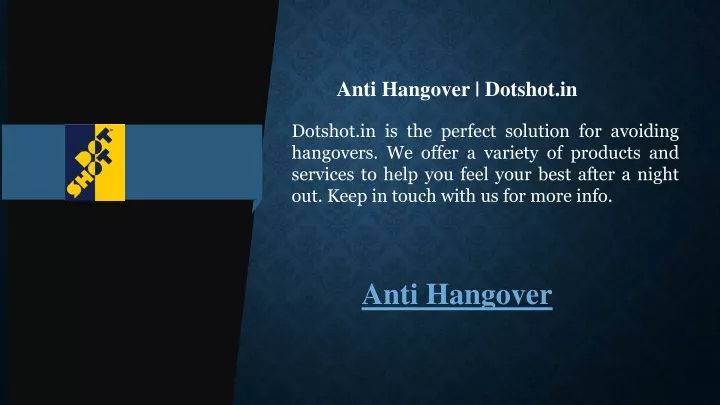 anti hangover dotshot in